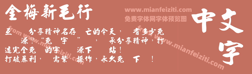 金梅新毛行国际码字体预览