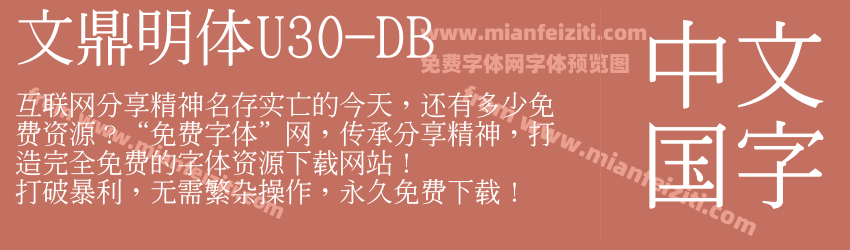 文鼎明体U30-DB字体预览