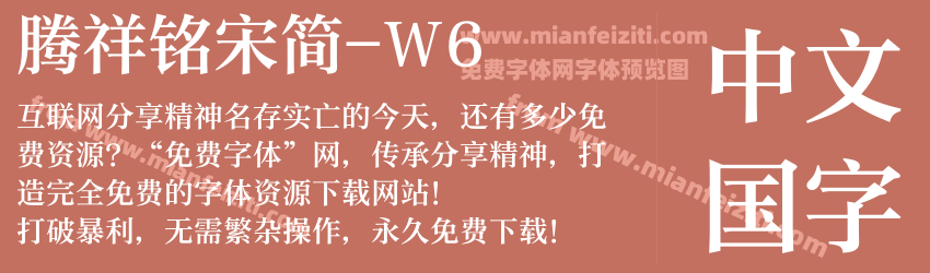 腾祥铭宋简-W6字体预览
