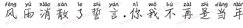 风雨消散了誓言.你我不再是当年.字体转换