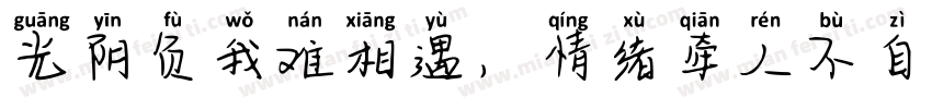 光阴负我难相遇，情绪牵人不自由。字体转换