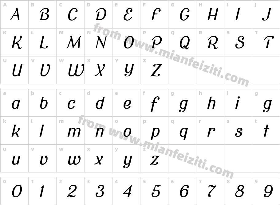 CursiveSans-3e6z字体字体映射图