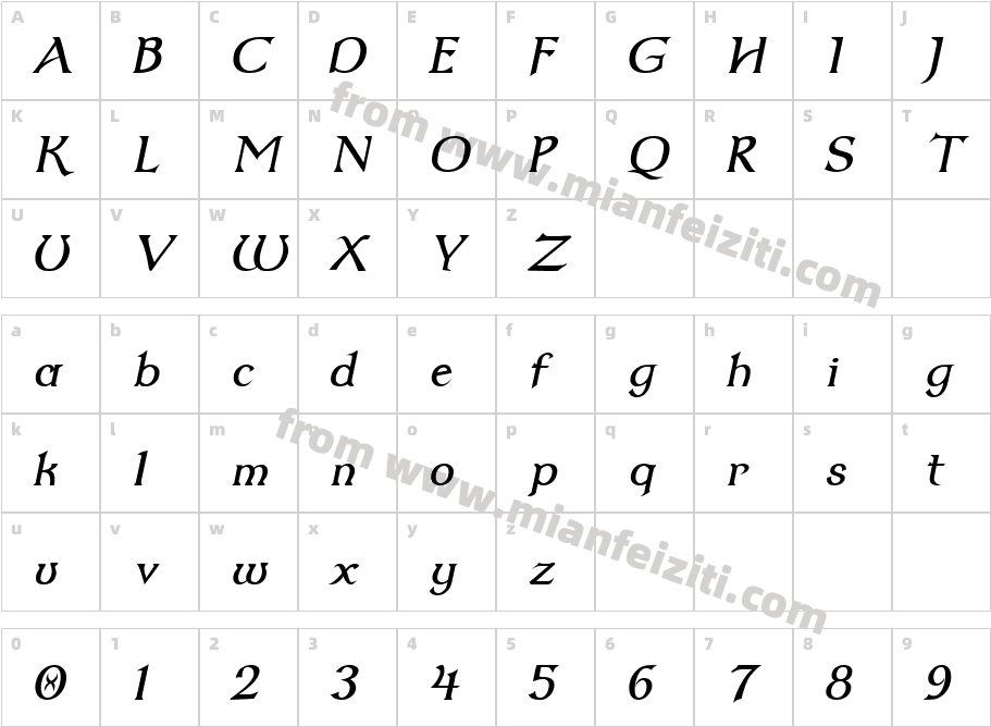 Dumbledor2Italic-qoaq字体字体映射图
