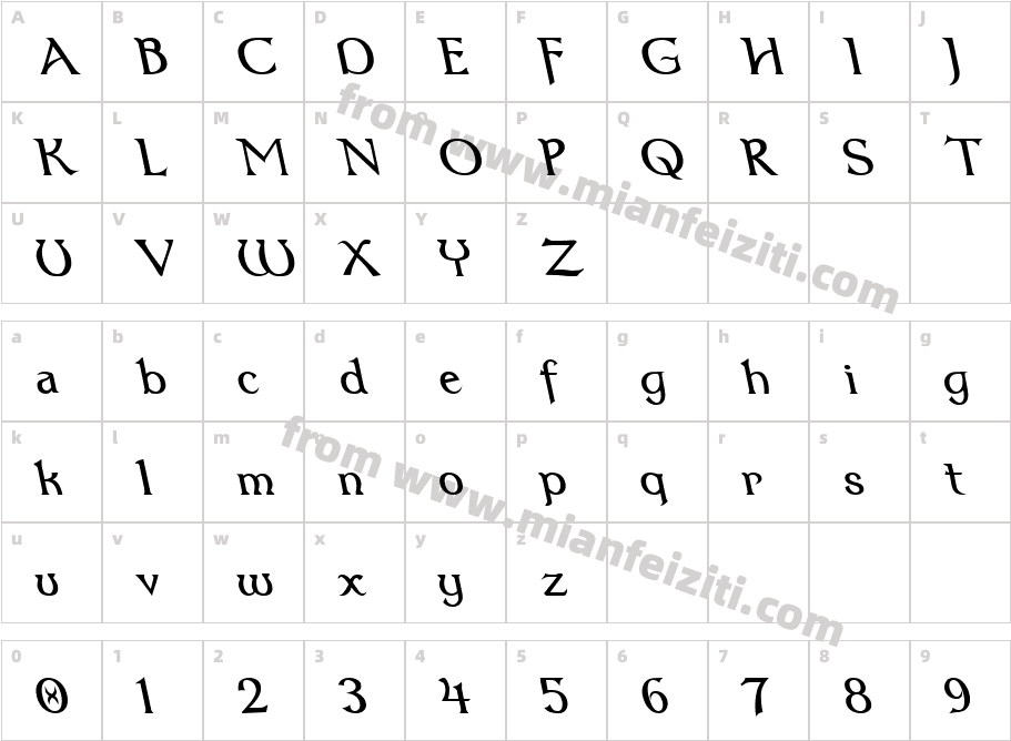 Dumbledor3RevItalic-pZWD字体字体映射图