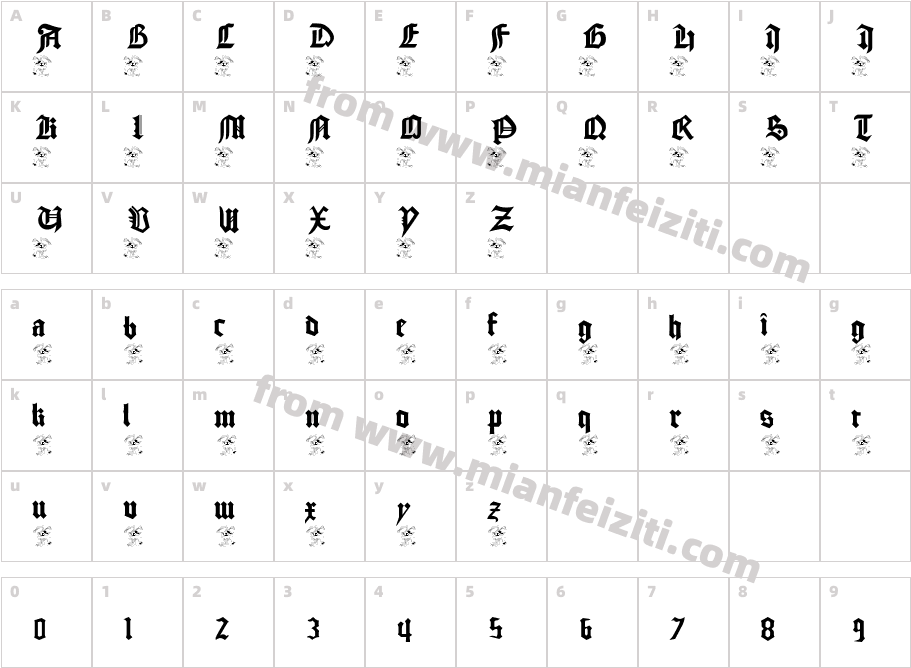 Easterbunny-MO2r字体字体映射图