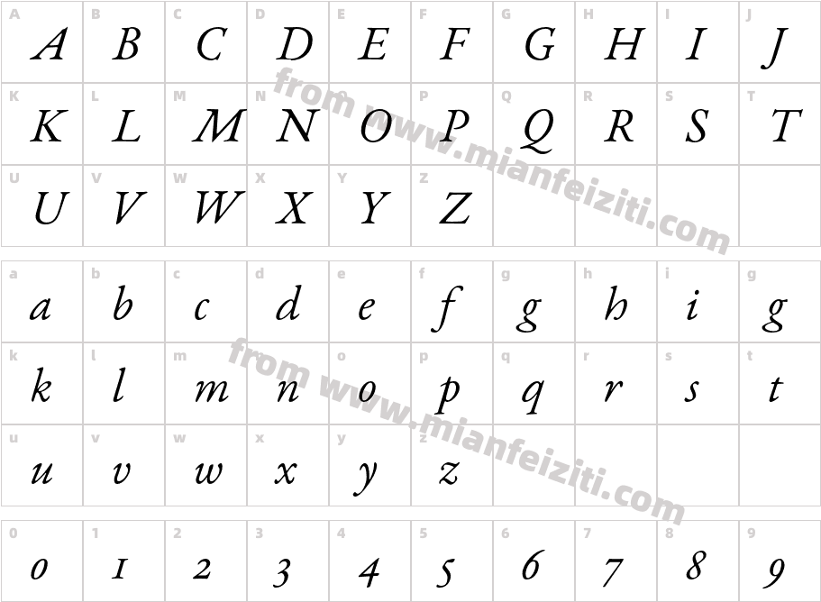 EbGaramond12Italic-Pj0d字体字体映射图