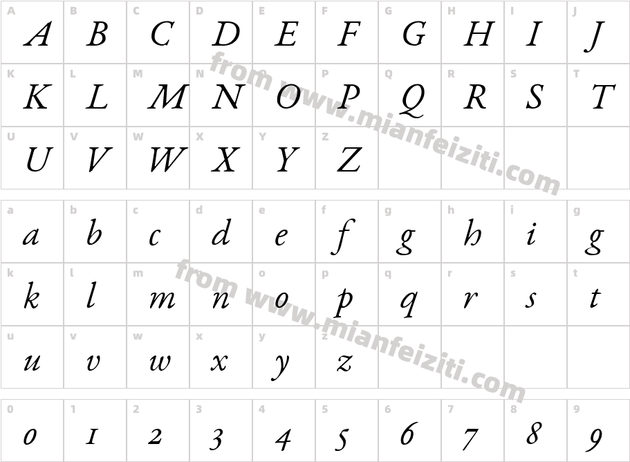EbGaramond12Italic-dZKx字体字体映射图