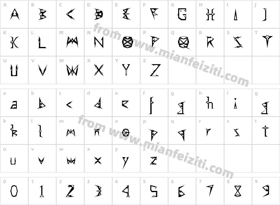 Effexor-AEm字体字体映射图
