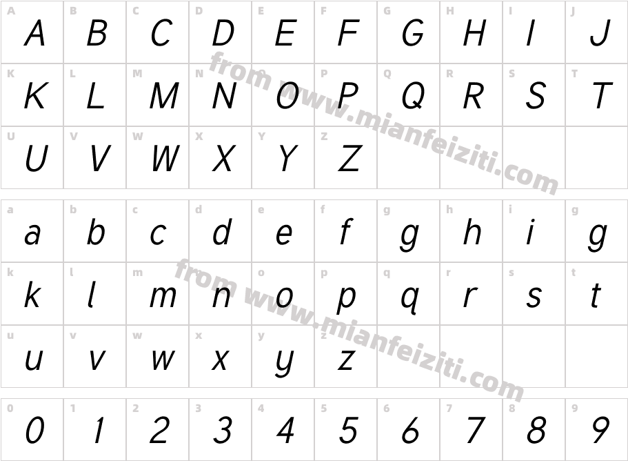 TuffyItalic-102L字体字体映射图