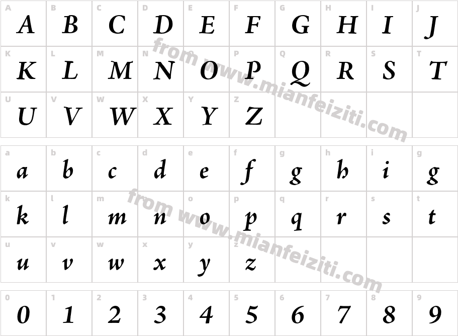 AJensonPro-BoldIt字体字体映射图
