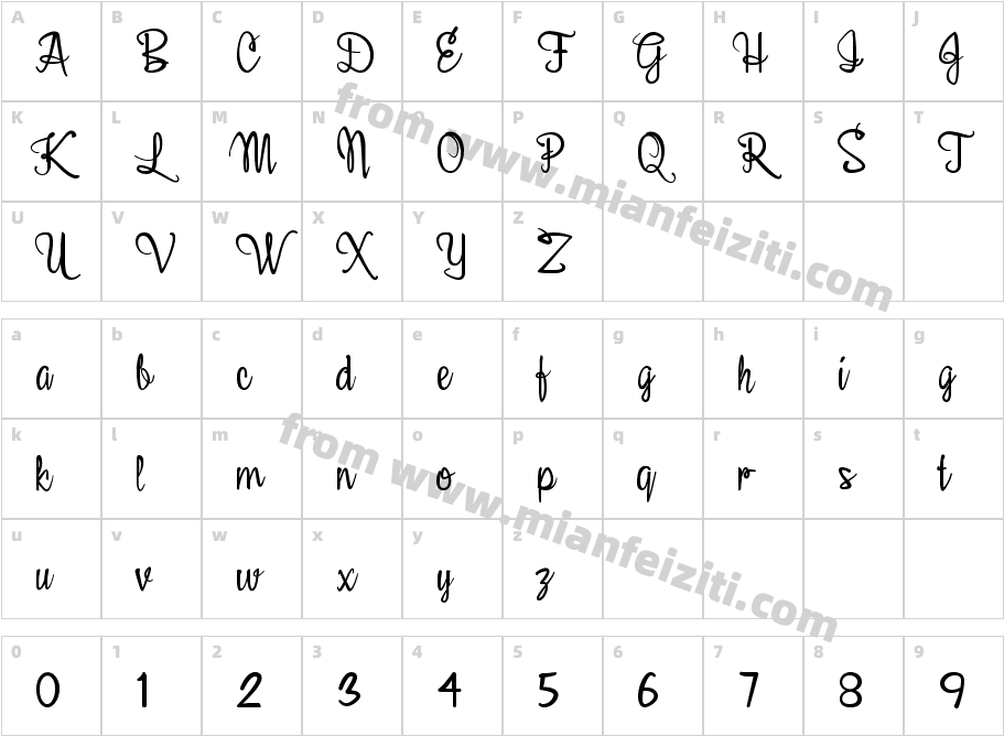 BelleScript-268v字体字体映射图