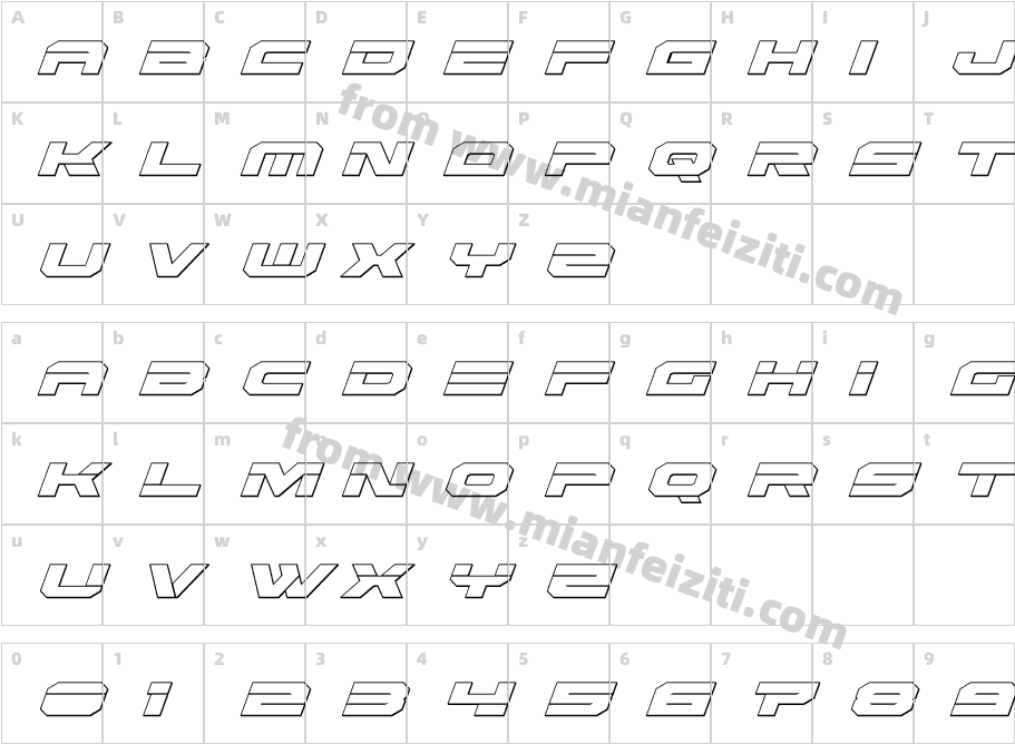 Eridanus3DItalic-9Oz5字体字体映射图