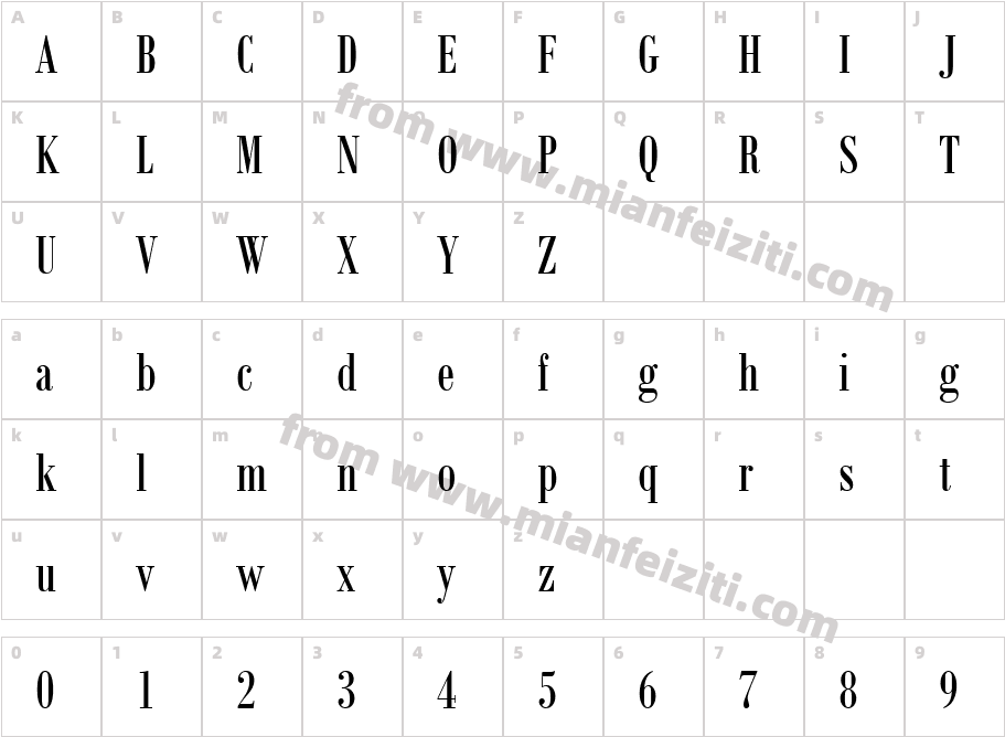 Bodoni MT Condensed字体字体映射图