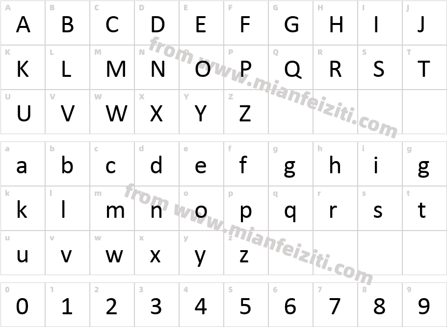 CALIBRI字体字体映射图