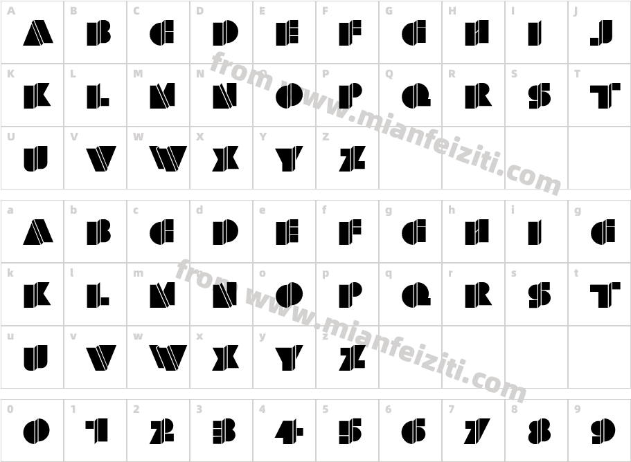 HffWarpedZone-M6ge字体字体映射图