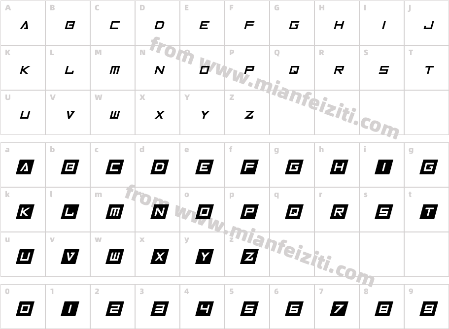 InversionzItalic-9x7j字体字体映射图