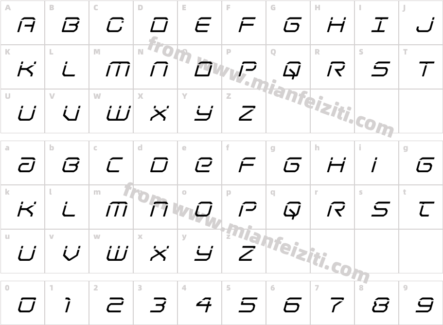 LightBrigadeLaserItalic-yOzm字体字体映射图