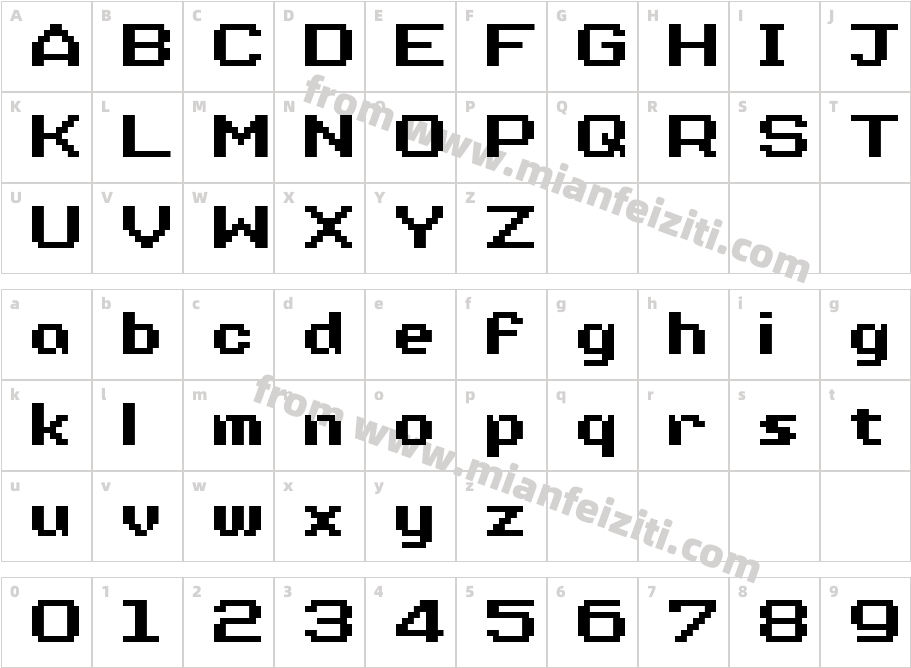 NineteenNinetySeven-11XB字体字体映射图