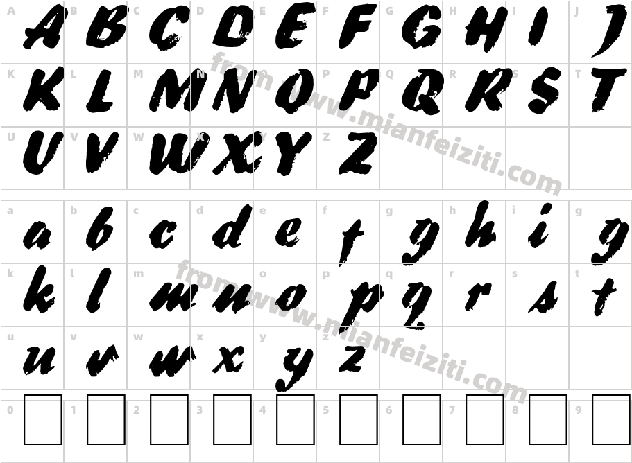 DS BroadBrush字体字体映射图