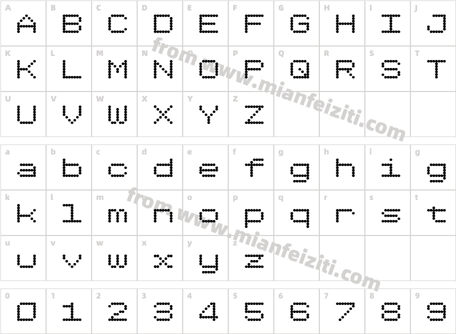 Dotimatrix 7字体字体映射图
