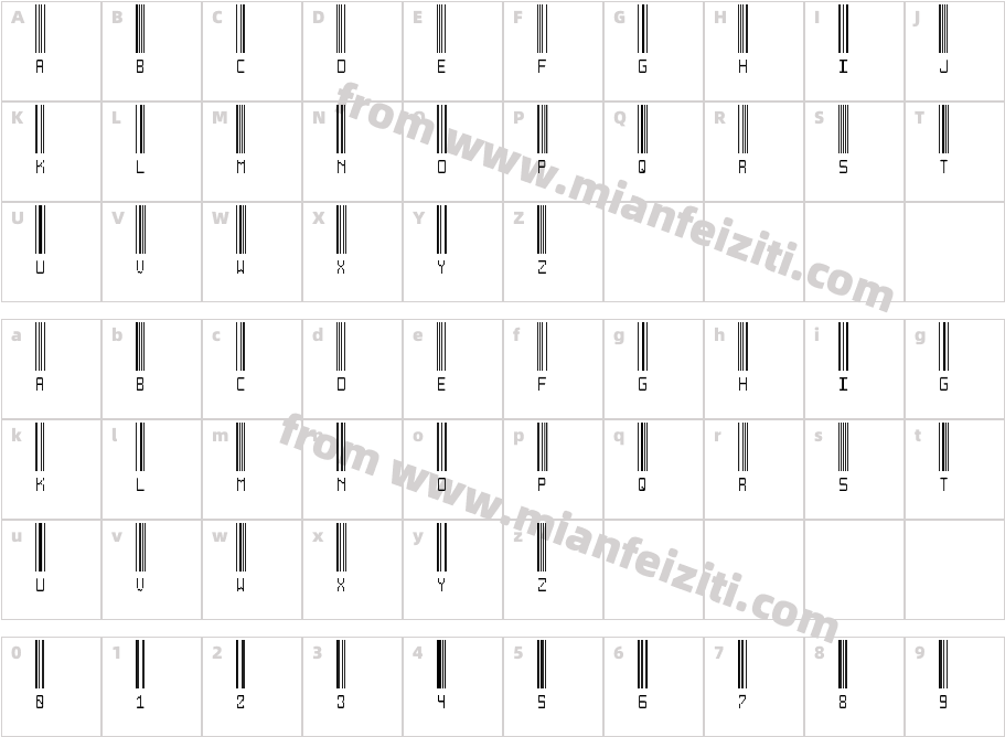 Another_barcode_font字体字体映射图