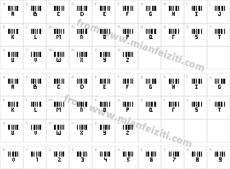 barcode_w_lettersnames字体字体映射图