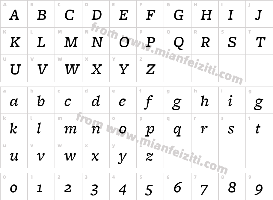 FreightMicro MediumItalic字体字体映射图