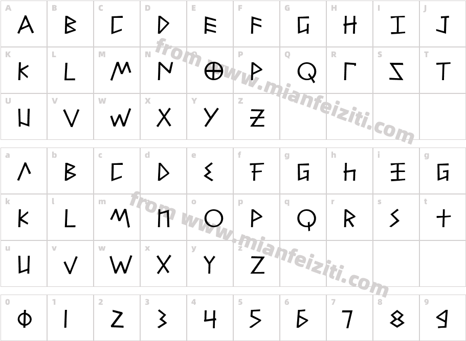Alfabetix-WYA字体字体映射图