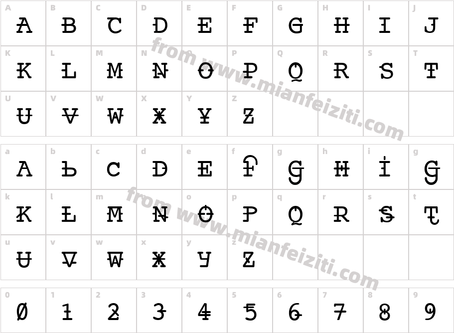 Ankora-316字体字体映射图
