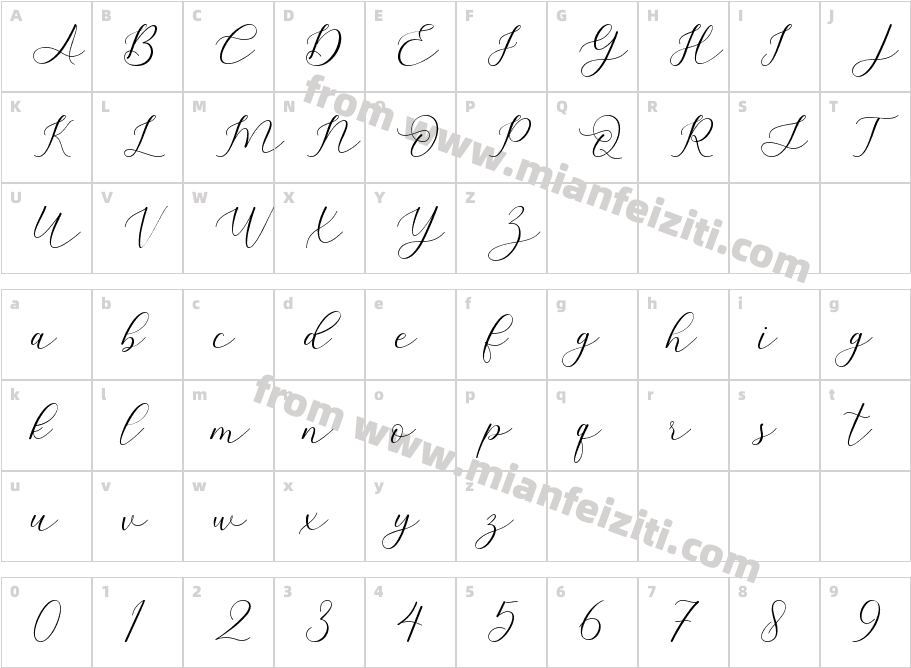 Amstella TTF字体字体映射图