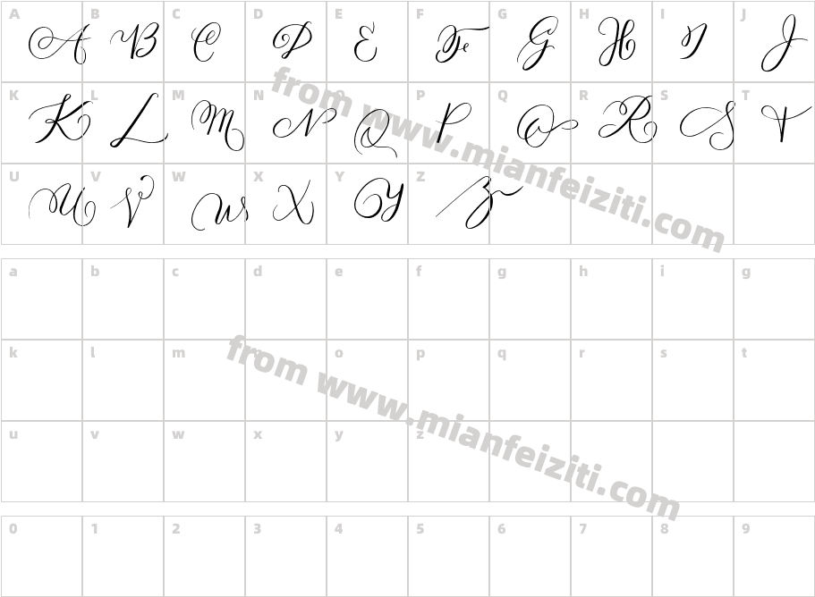 MONOGRAM E字体字体映射图