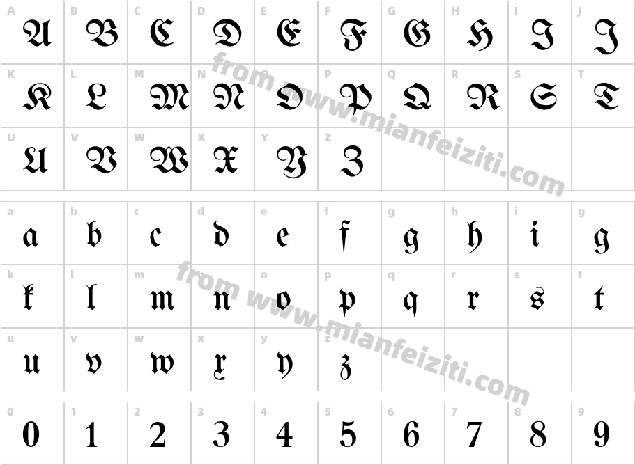 UnifrakturMaguntia-Regular字体字体映射图