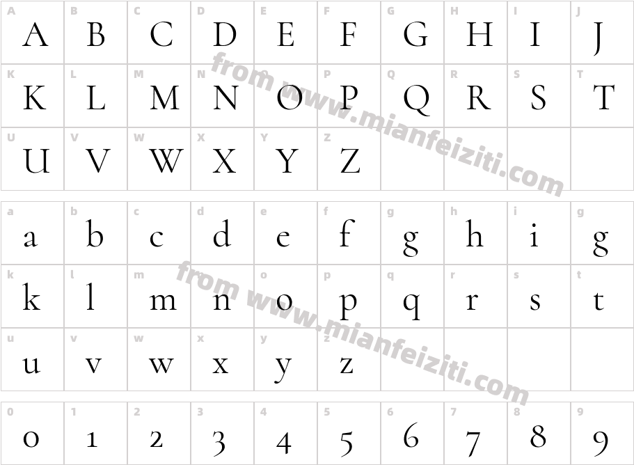 Cormorant字体字体映射图