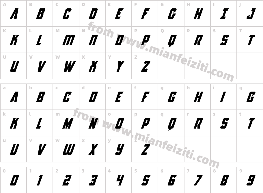 Antilles Super-Itali字体字体映射图
