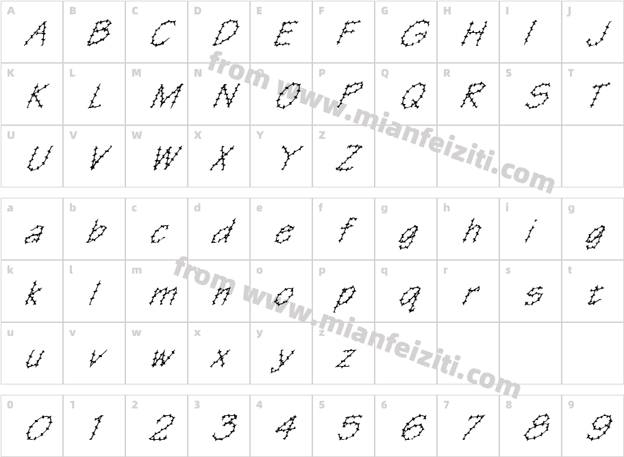 FZ HAND 1 SPIKED ITALI字体字体映射图