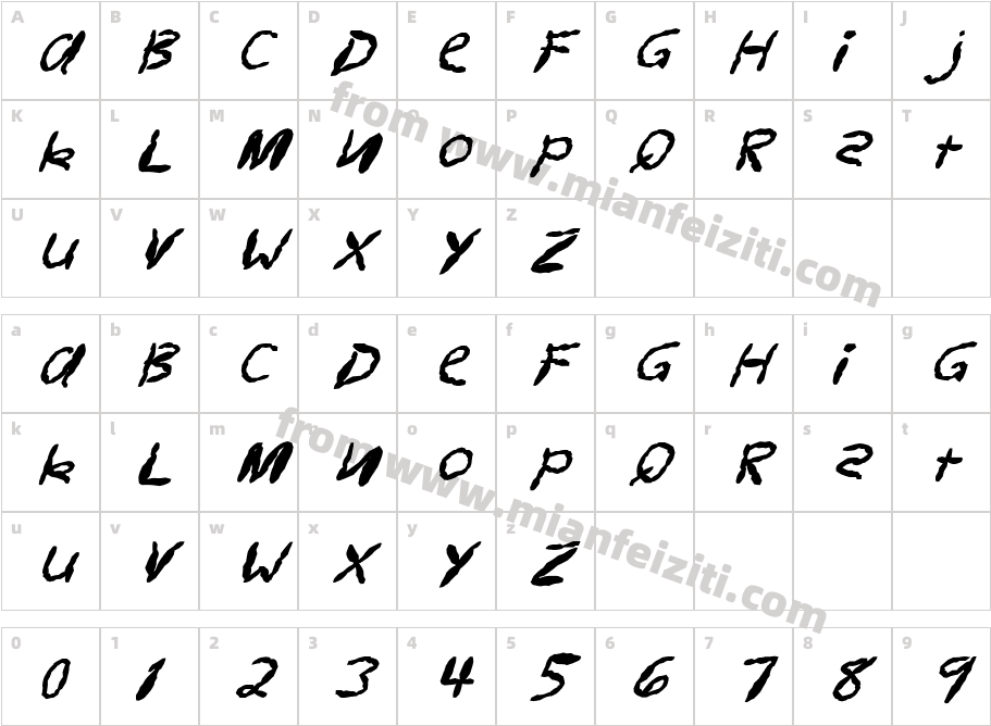 FZ HAND 11 MANGLED ITALI字体字体映射图