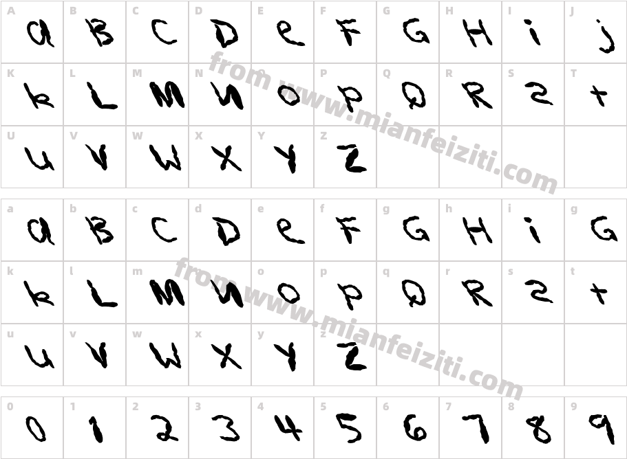 FZ HAND 11 MANGLED LEFT字体字体映射图