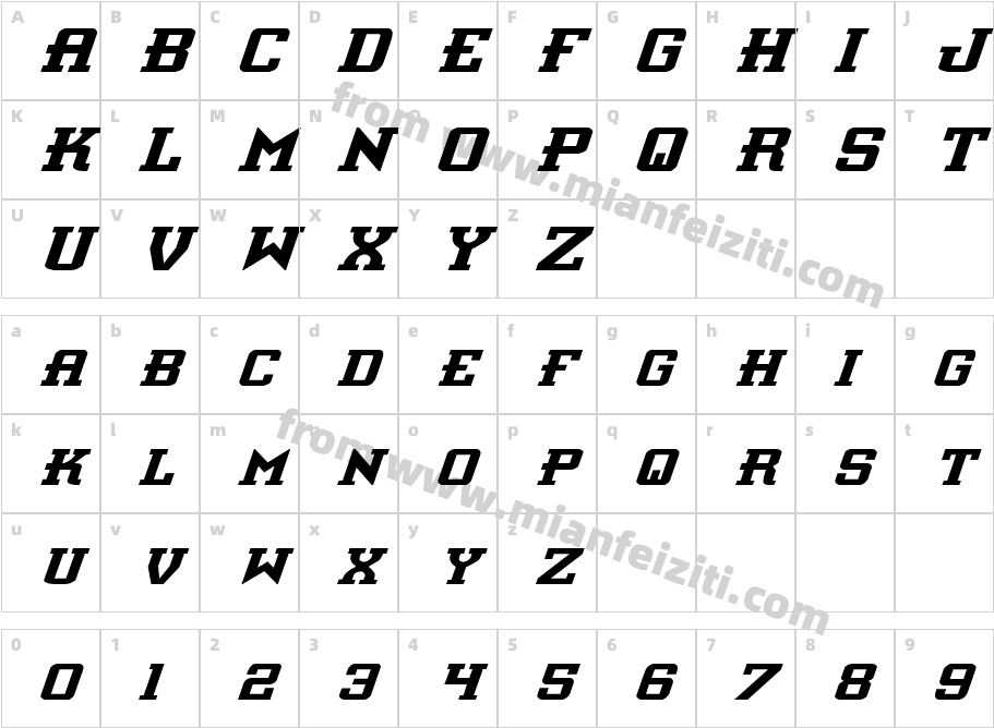 Interceptor Itali字体字体映射图