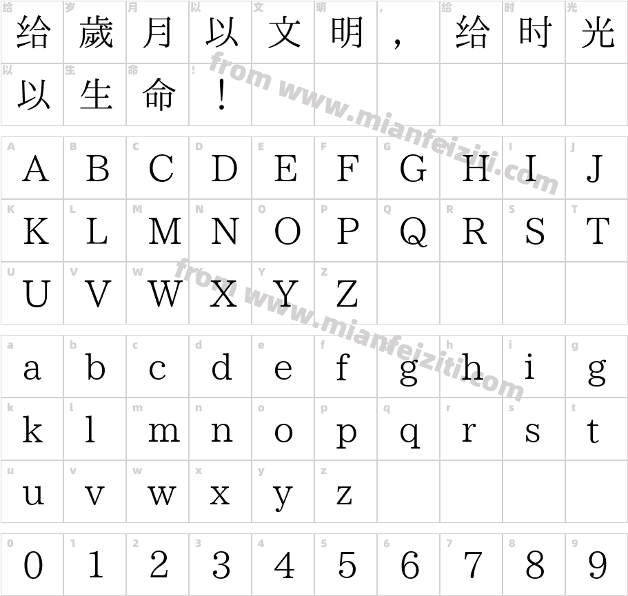 I.Min字体字体映射图