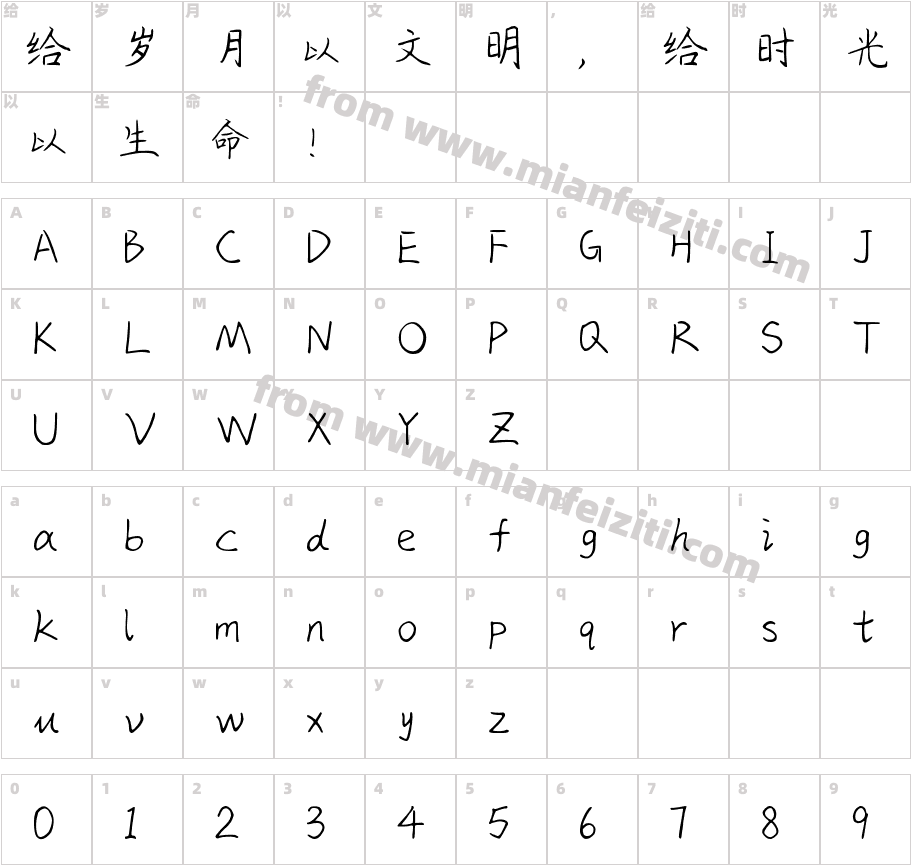 小小练习生(非商用) QQ群178426413字体字体映射图