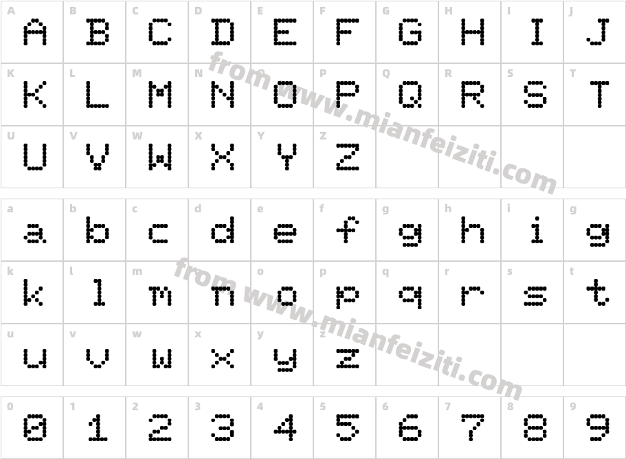 Pixel-1字体字体映射图