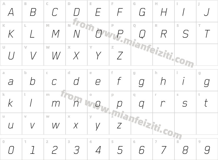 Blender Pro Thin Italic字体字体映射图