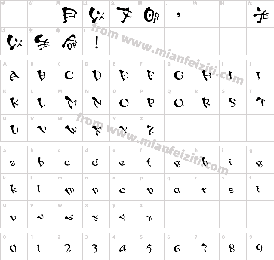 王汉宗豪古印字体字体映射图
