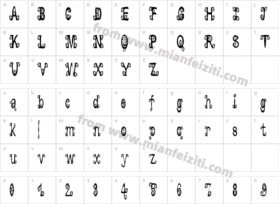 Lyarith字体字体映射图