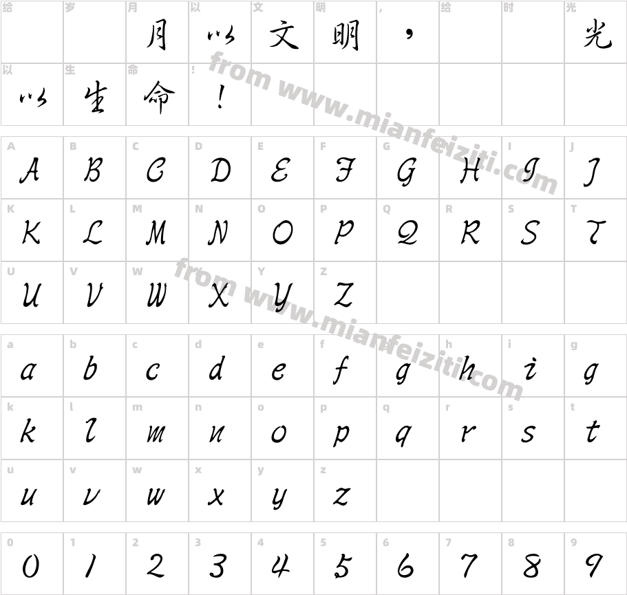 王汉宗中行书繁字体字体映射图
