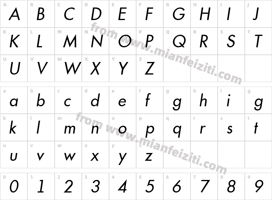 a_Futurica Italic字体字体映射图