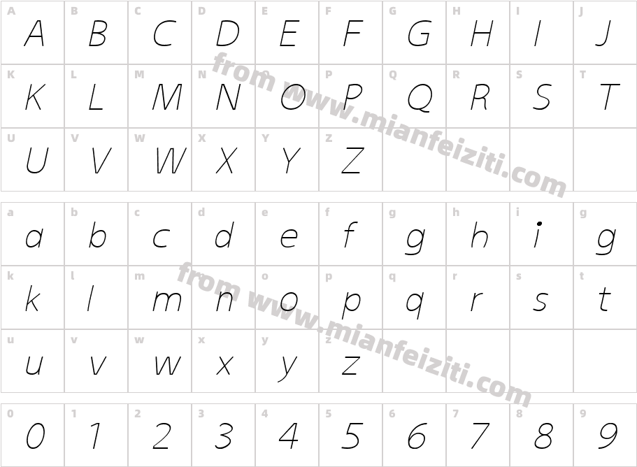 kiddySans Italic字体字体映射图