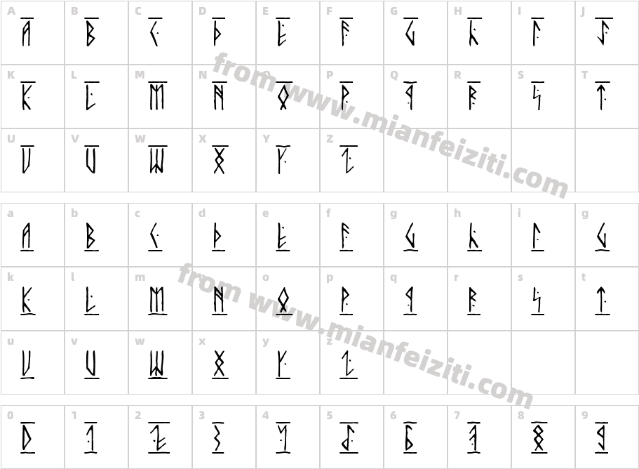 Runic Alt字体字体映射图