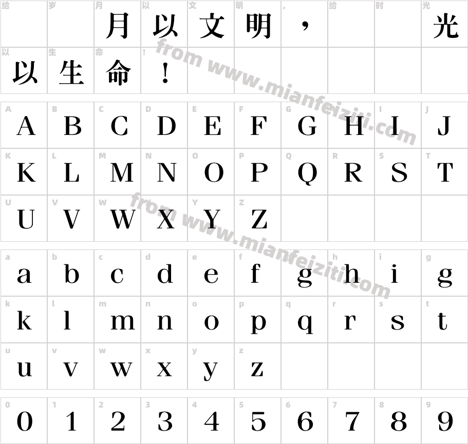 王汉宗特明体繁字体字体映射图
