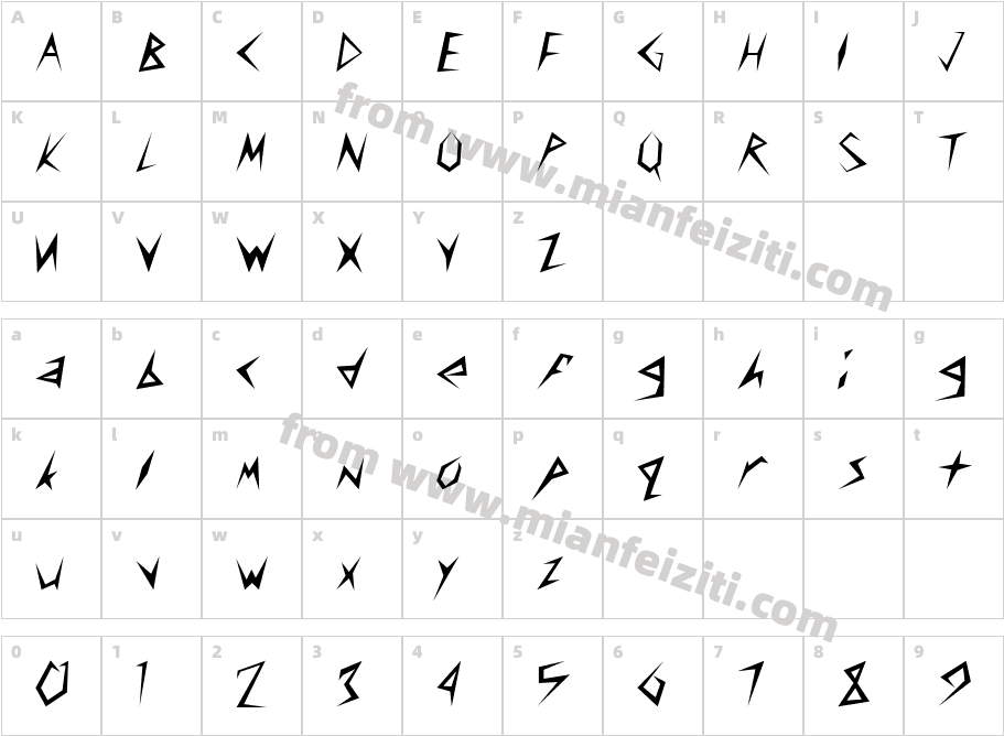 Cuneif字体字体映射图